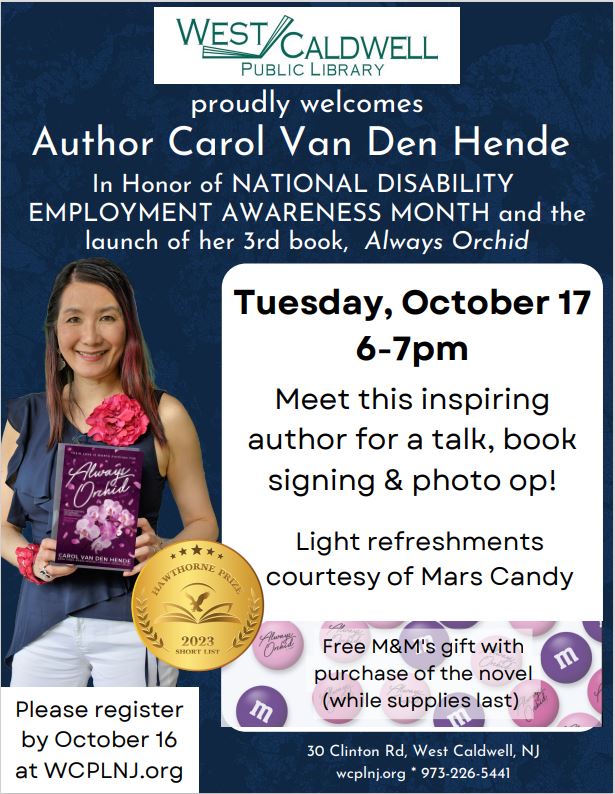 Invite to West Caldwell Public Library Oct 17th 6pm